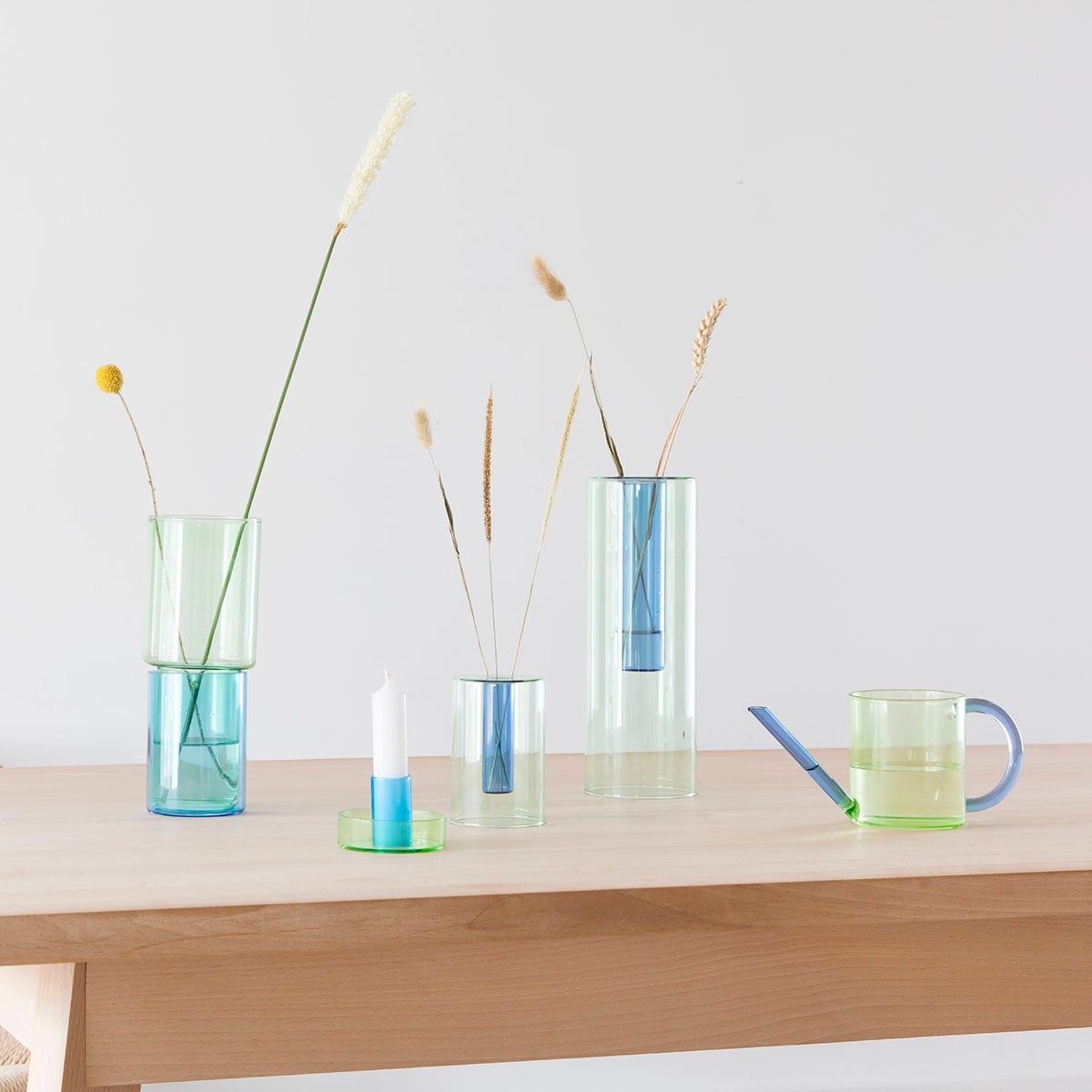 Vase Empilable Vert & Bleu I Block Design