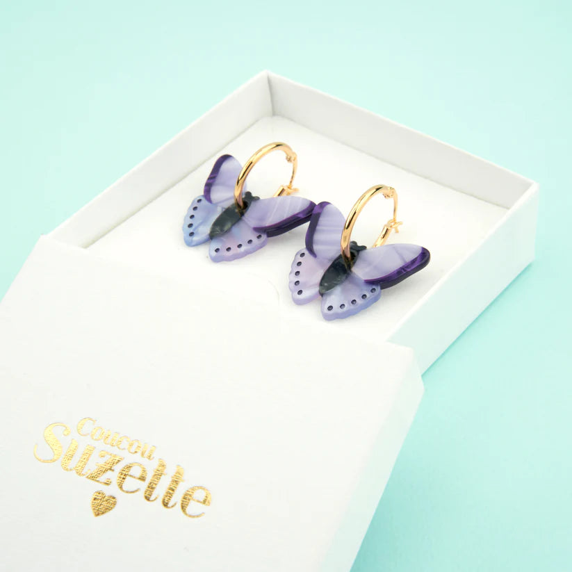 Boucles d'Oreilles Papillon Mauve I Coucou Suzette ®