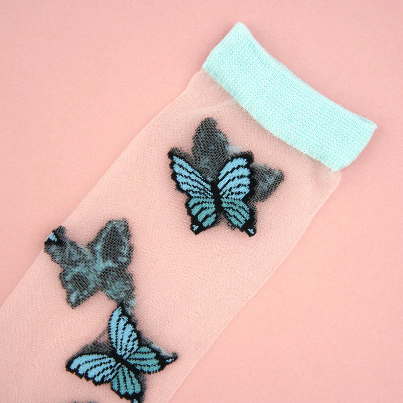 Chaussettes Transparentes Papillon Bleu I Coucou Suzette ®