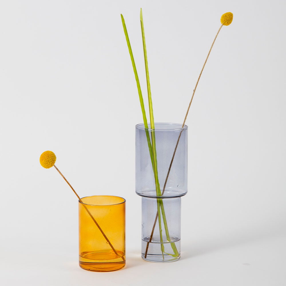 Vase Empilable Gris & Orange I Block Design