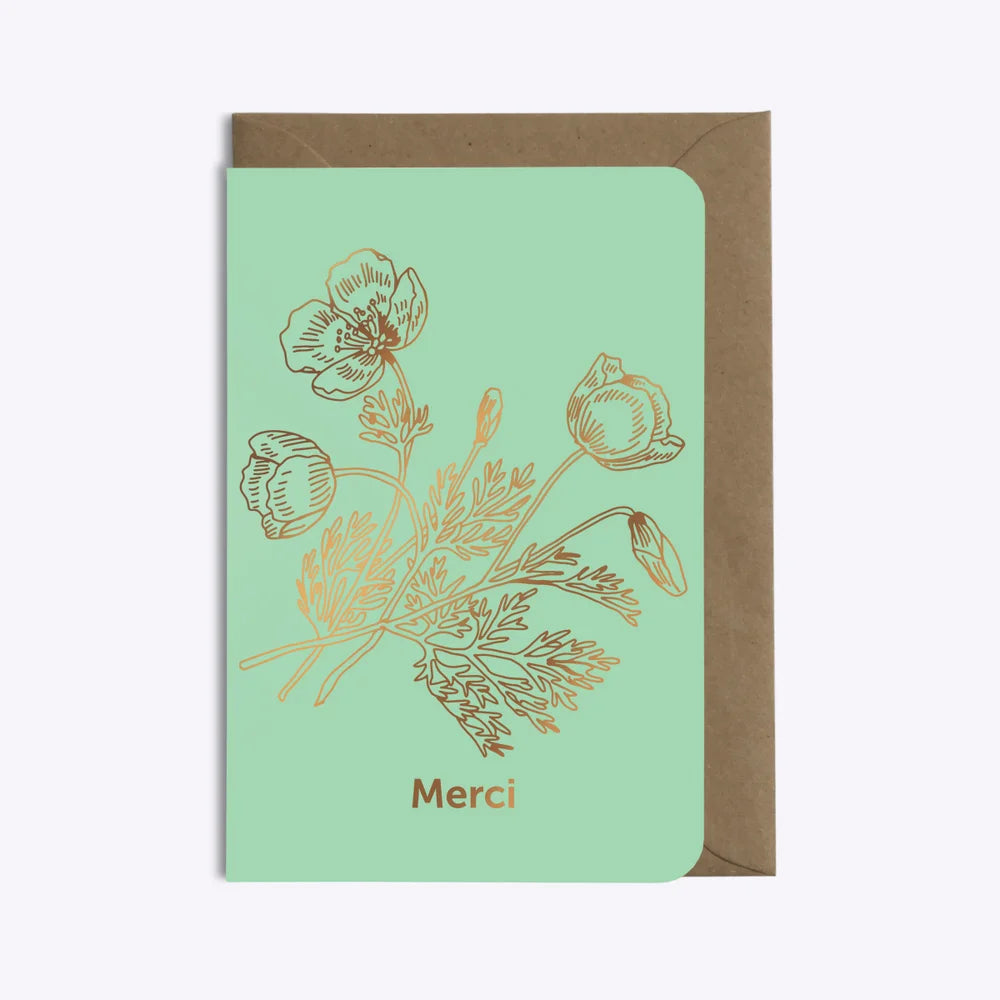 Carte Poppy - Vert Menthe I Les Éditions du Paon