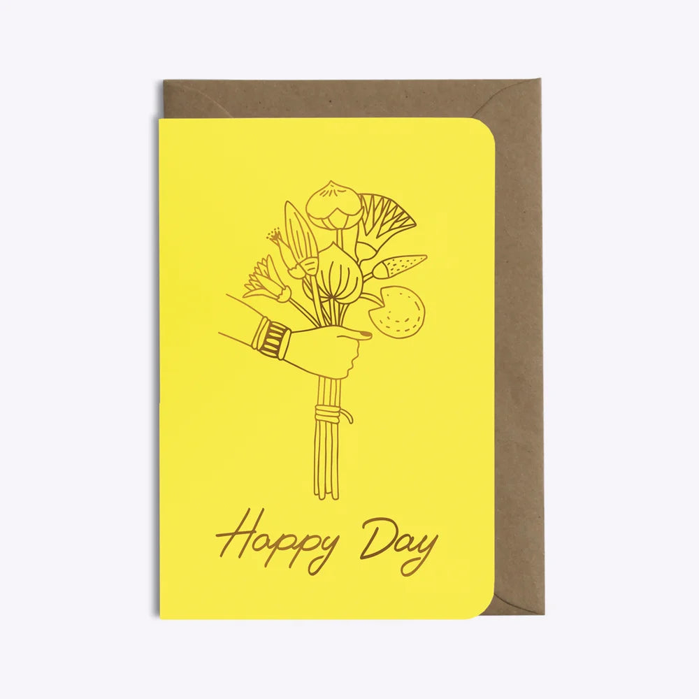 Carte Happy Day Flowers - Jaune I Les Éditions du Paon