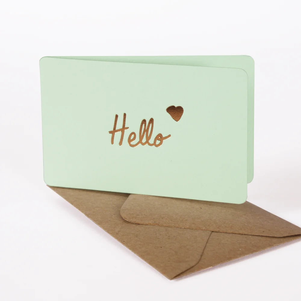 Mini-Carte Hello - Vert d'Eau I Les Éditions du Paon