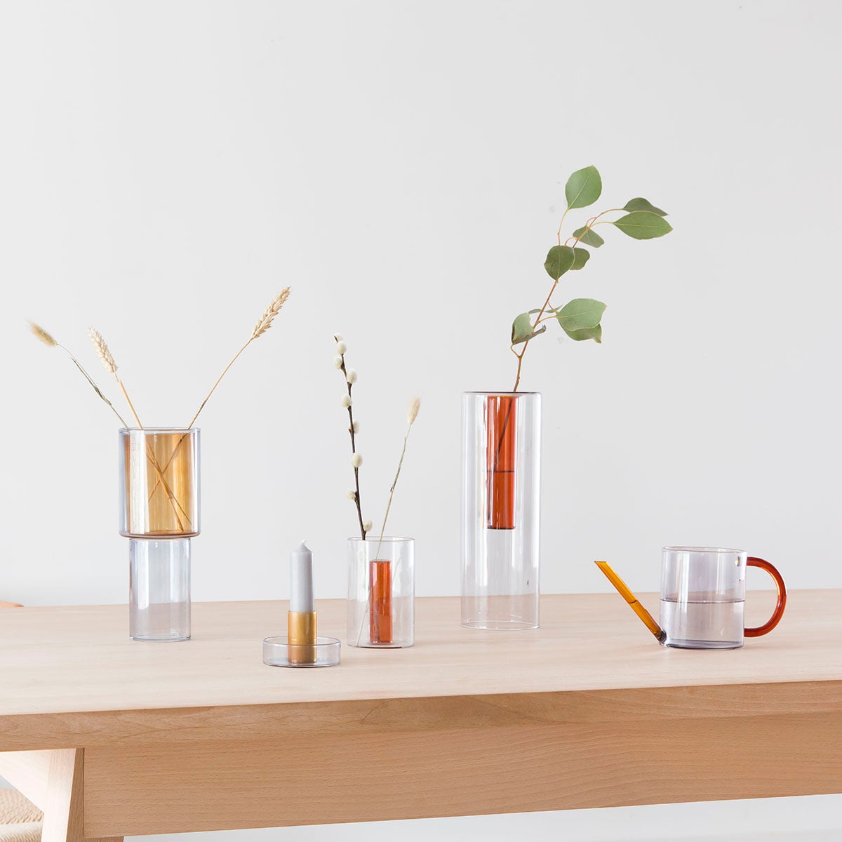 Vase Empilable Gris & Orange I Block Design