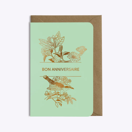 Carte Anniversaire Birds - Vert Menthe I Les Éditions du Paon