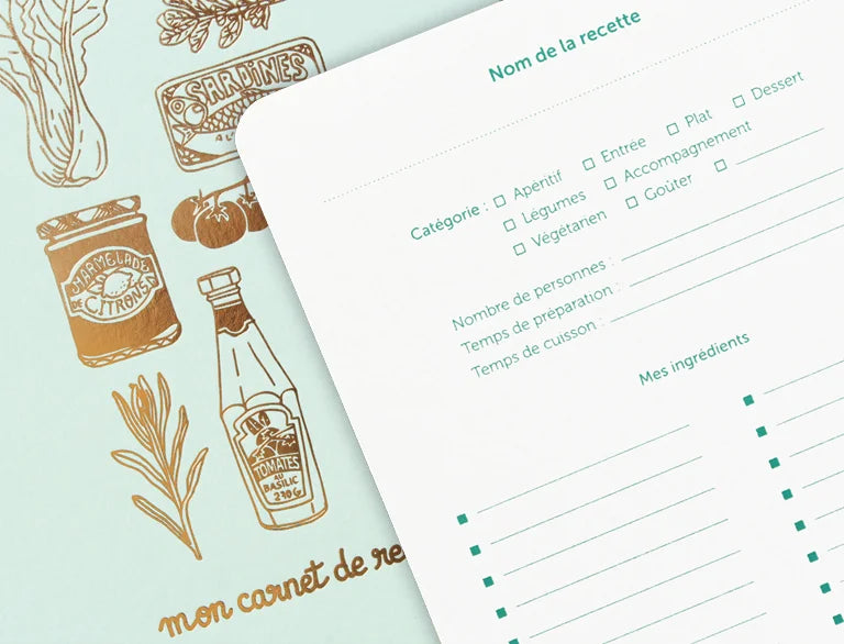 Carnet de Recettes Mon Épicerie - Vert d'Eau I Les Éditions du Paon