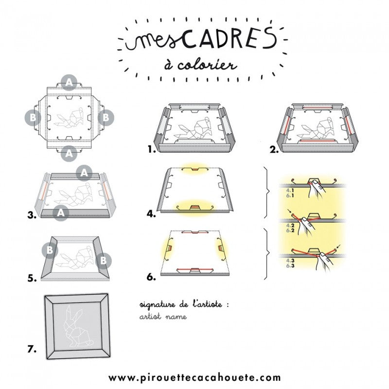 Kit Créatif Cadres Animaux Origami à Colorier I Pirouette Cacahouète