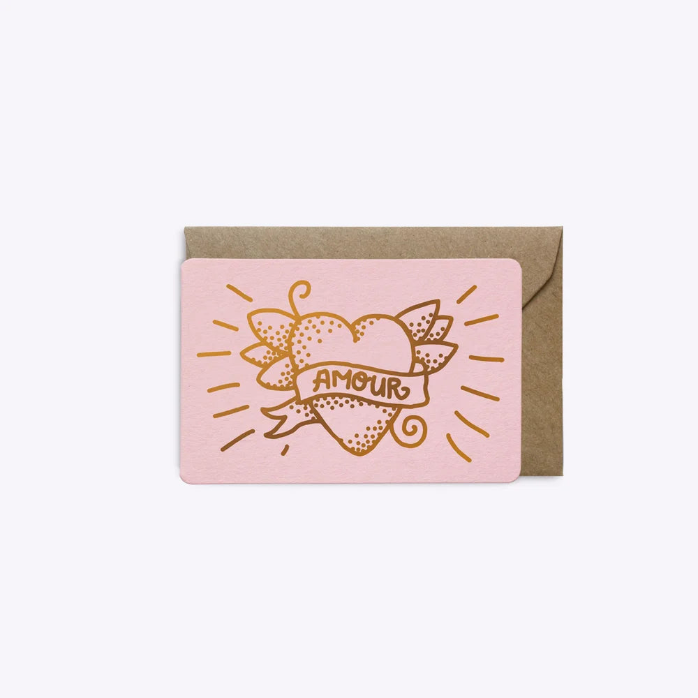 Mini-Carte Love Tatoo - Rose I Les Éditions du Paon